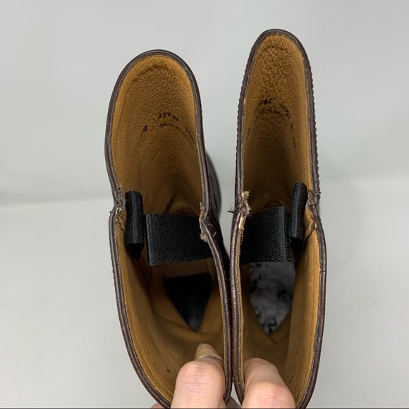 Frye 7.5 Tall Brown Leather Boots Low Heel Classic - Picture 5 of 11